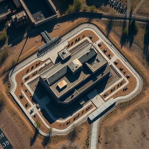 Aerial view of Baker Correctional Institution, showcasing the layout of the buildings and surrounding area.