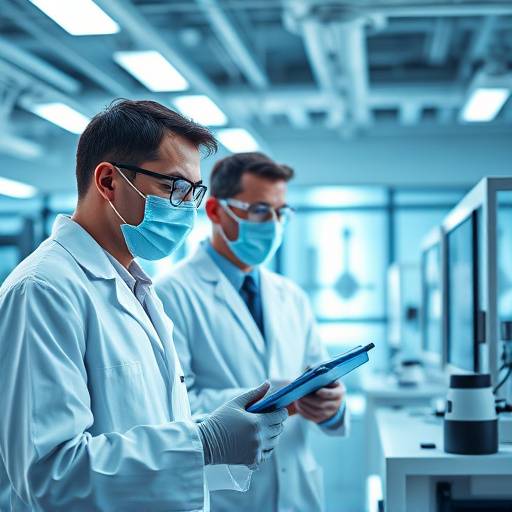Image from a 'QuantumTech' commercial, showing a futuristic lab and scientists working on innovative technology.
