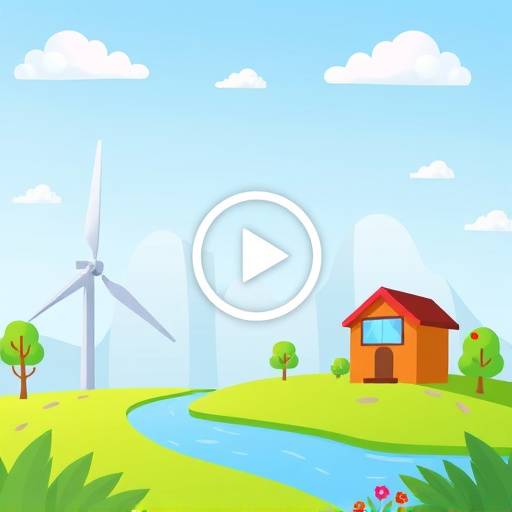 Screenshot of a 2D animated explainer video about renewable energy.